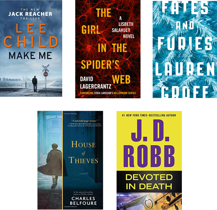 A collection of thriller and mystery novels by various authors.