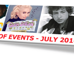 Promotional poster for July 2024 events featuring two musicians.