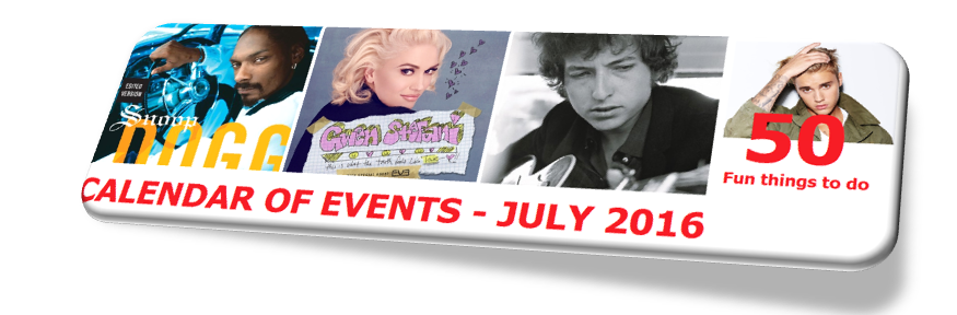 Promotional poster for July 2024 events featuring two musicians.